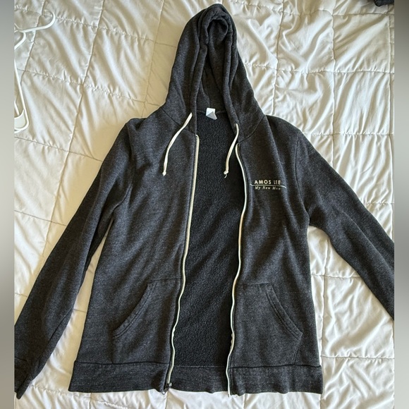 Amos Lee My New Moon Tour Gray Zip up Hoodie Sweatshirt EXCELLENT CONDITION - Picture 7 of 7
